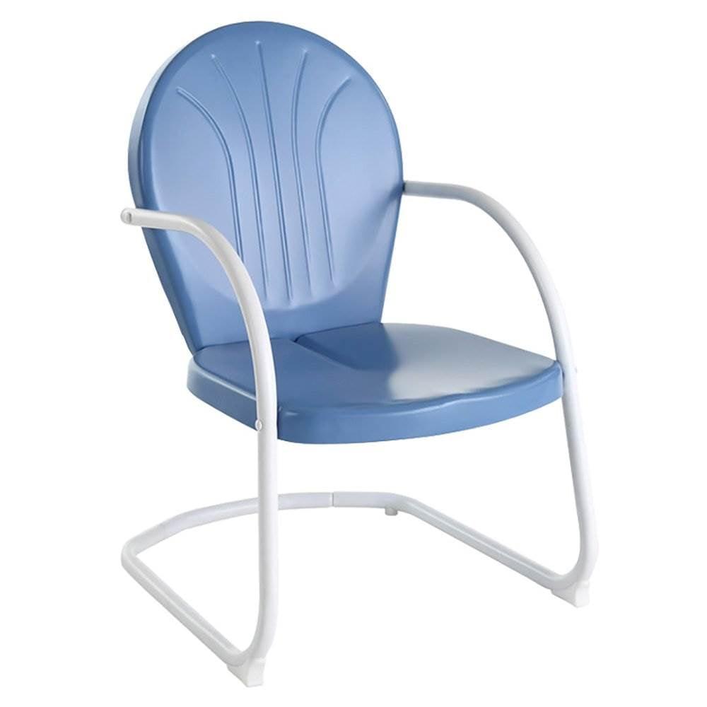 Crosley Furniture Griffith Retro Metal Patio Chair in Sky Blue