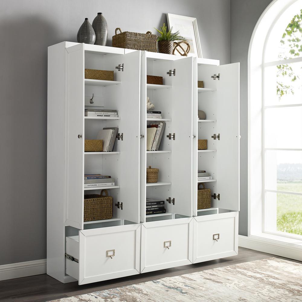 3pc Harper Entryway Pantry Closets White - Crosley: Modular Storage, Adjustable Shelves, Mudroom Organizer