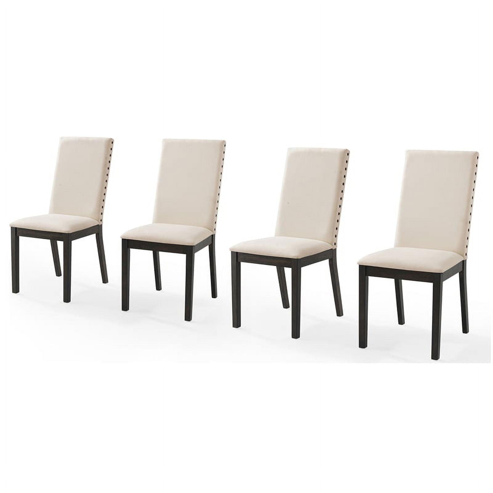 Hayden Cream Linen Upholstered Parsons Dining Chairs with Nailhead Trim, Set of 4