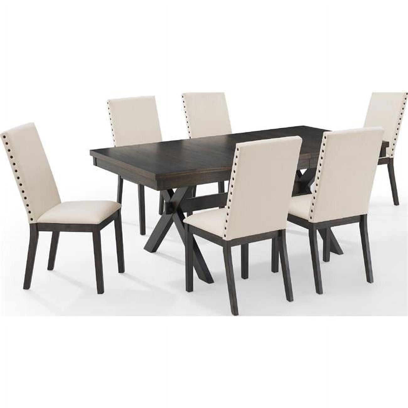 Hayden 7-Piece Slate and Cream Wood Dining Set