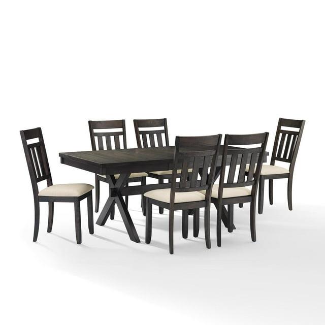 Crosley Furniture Hayden Wood 7 Piece Butterfly Leaf Trestle Dining Set in Slate