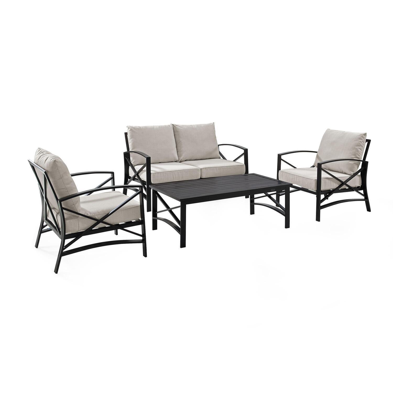 Oatmeal and Oil Bronze 4-Piece Outdoor Sofa Set