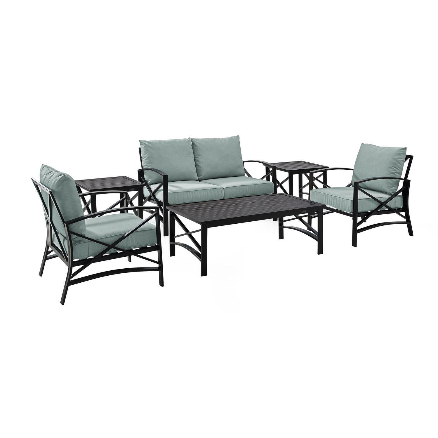 Kaplan 6-Piece Green Steel Outdoor Seating Set with Cushions