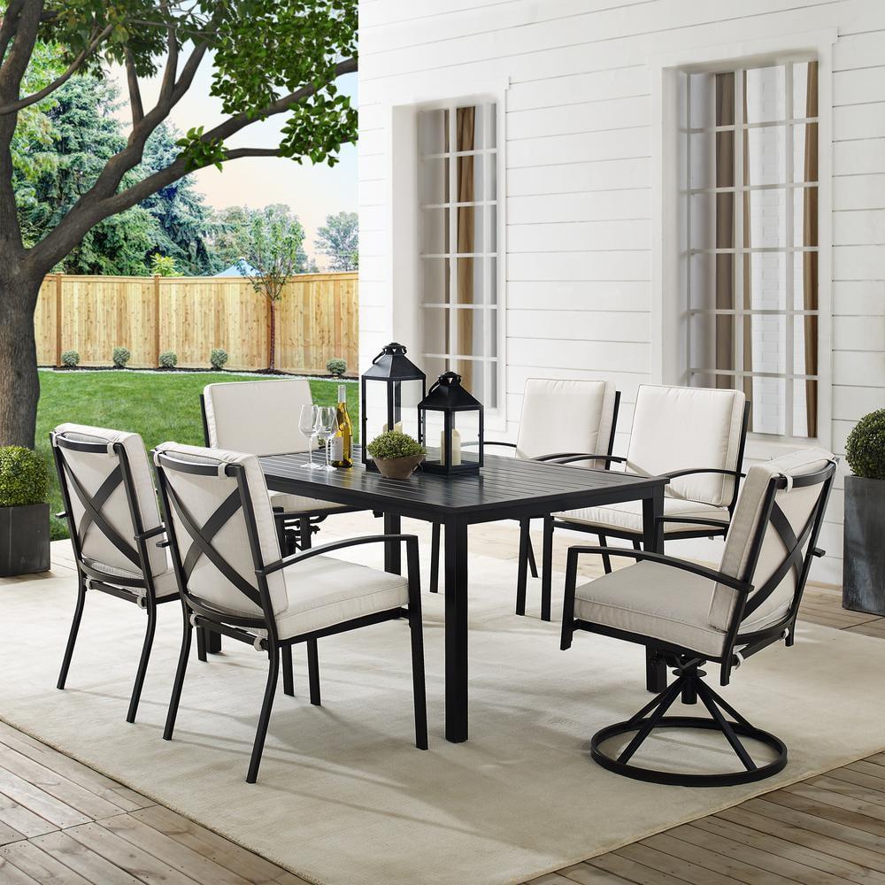 Kaplan 7-Piece Black and Oatmeal Outdoor Dining Set