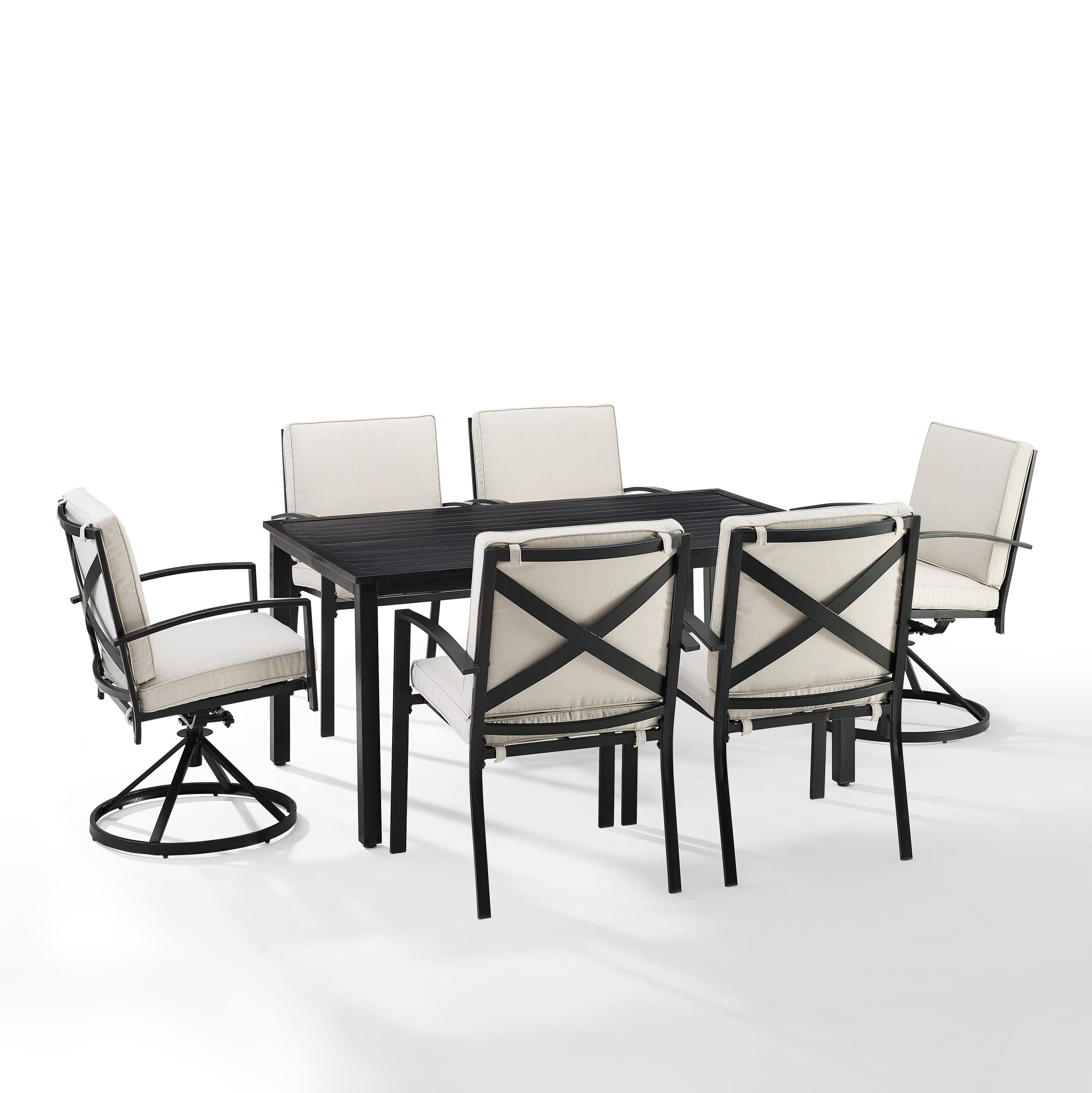 Kaplan 7-Piece Black and Oatmeal Outdoor Dining Set