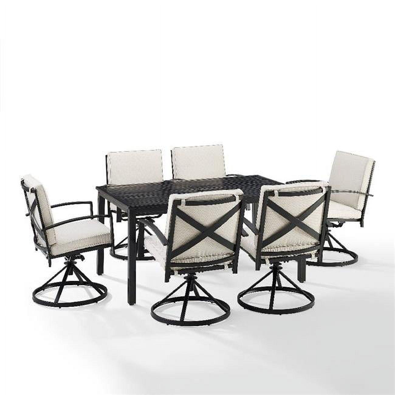 Kaplan 7-Piece Black and Oatmeal Steel Outdoor Dining Set