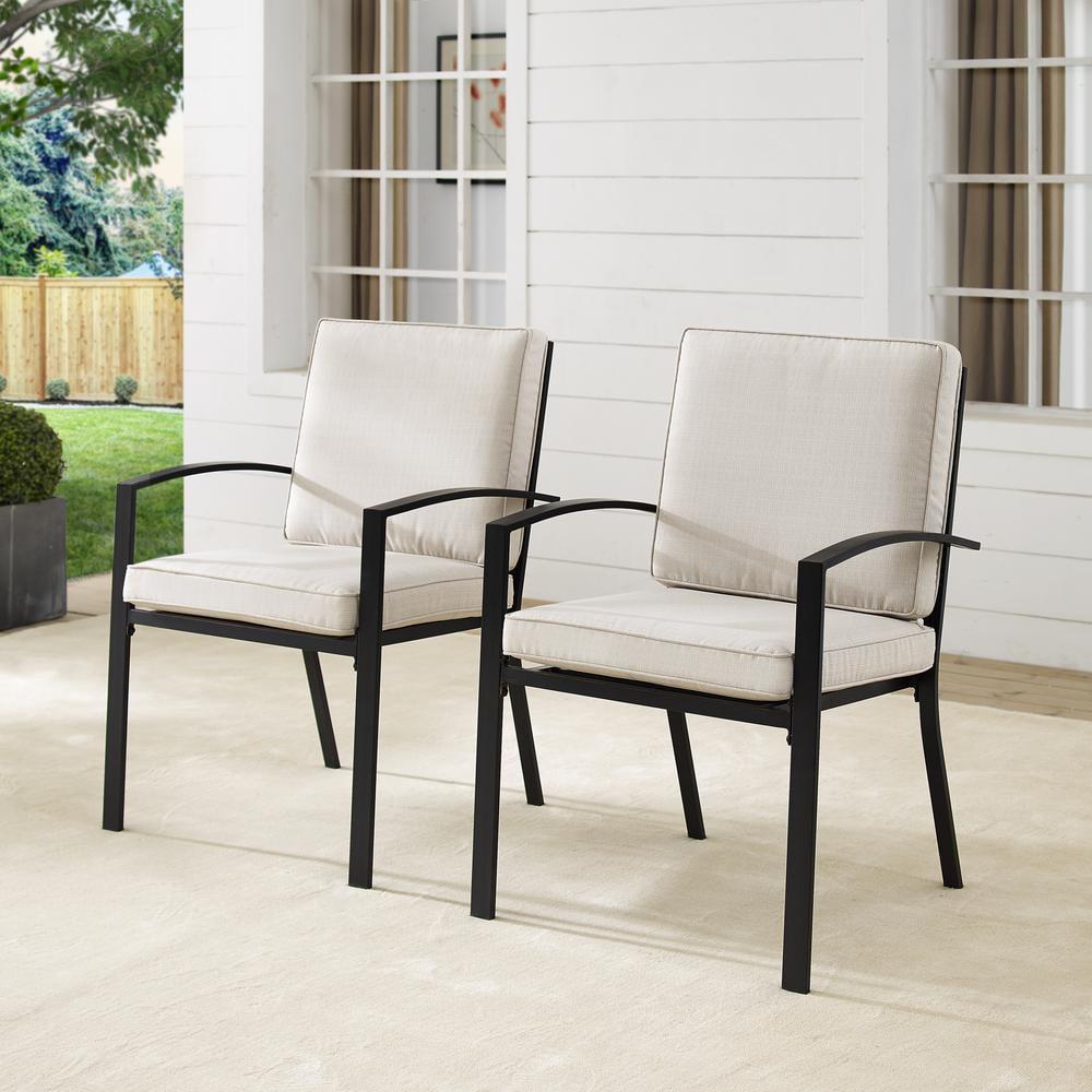 Kaplan 2pk Outdoor Dining Chair Oatmeal/Oil Rubbed Bronze - Crosley