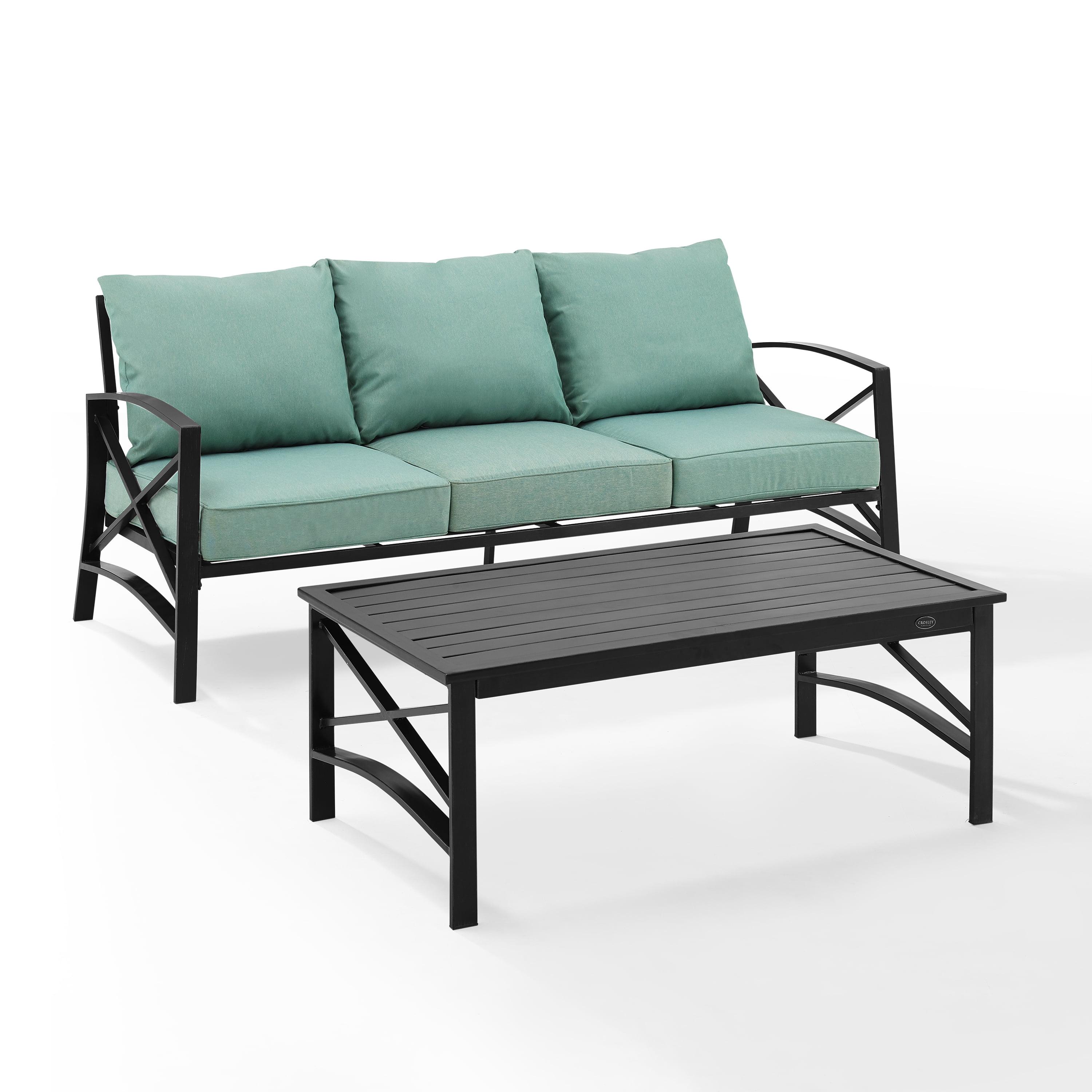 Kaplan 2-Piece Mist Green Outdoor Sofa Set with Coffee Table