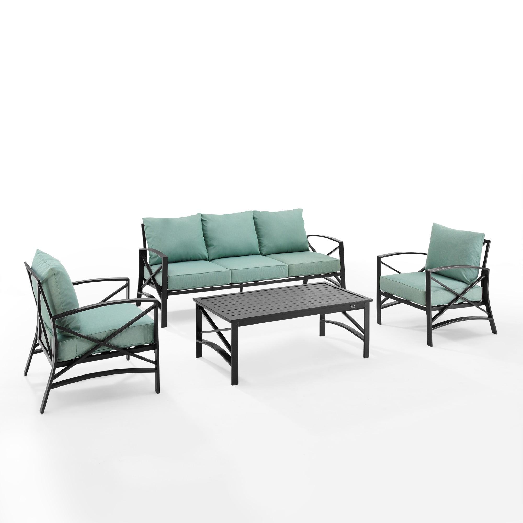 Seaside Serenity 4-Piece Mist Cushioned Outdoor Sofa Set with Coffee Table