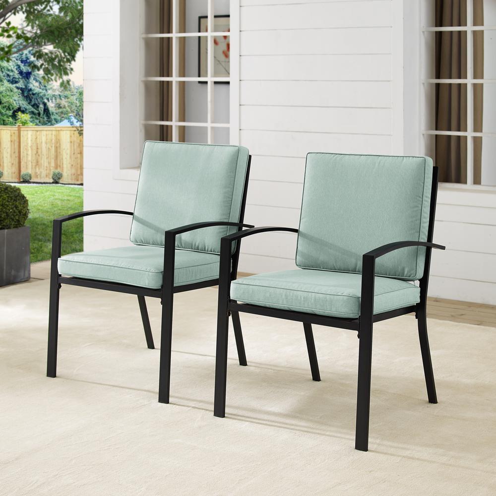 Kaplan 2pk Outdoor Rocking Chairs Mist/Oil Rubbed Bronze - Crosley: Steel Frame, X-Back Design, UV-Resistant