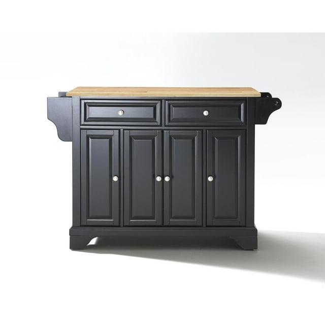 Lafayette Cuisine Kitchen Island with Natural Wood Top - Black