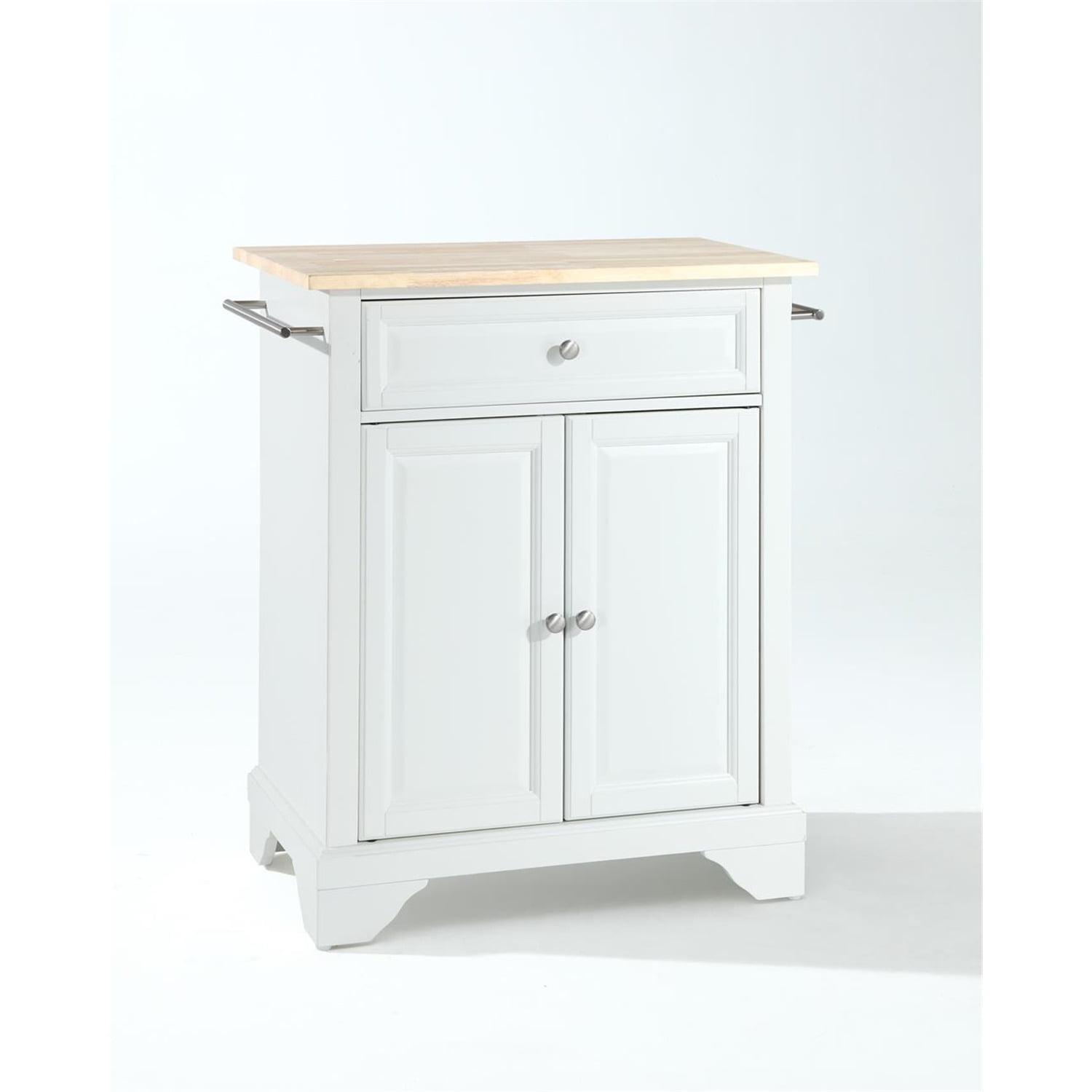 LaFayette Natural Wood Top Portable Kitchen Island - White - Crosley