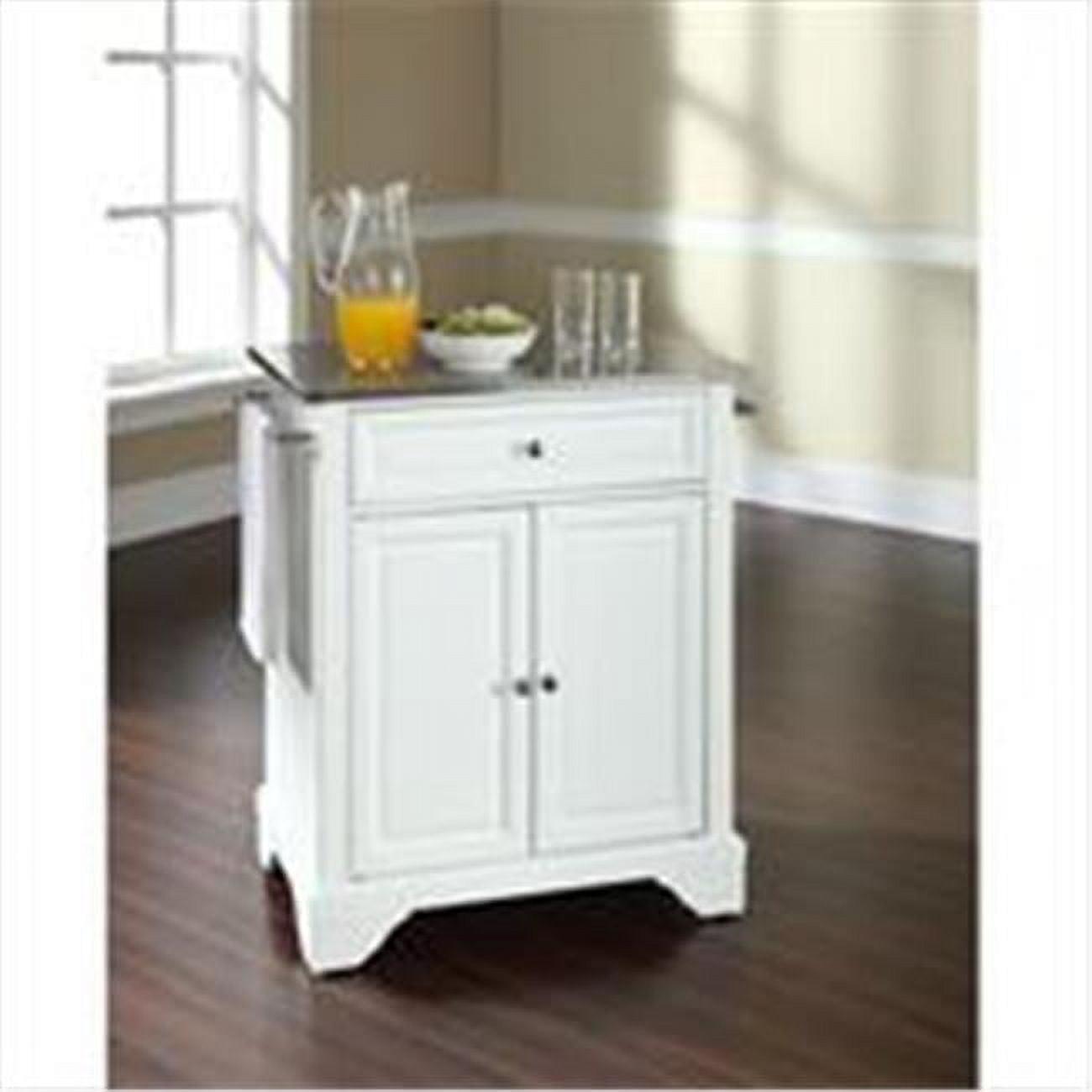 White Stainless Steel Top Portable Kitchen Island Cart