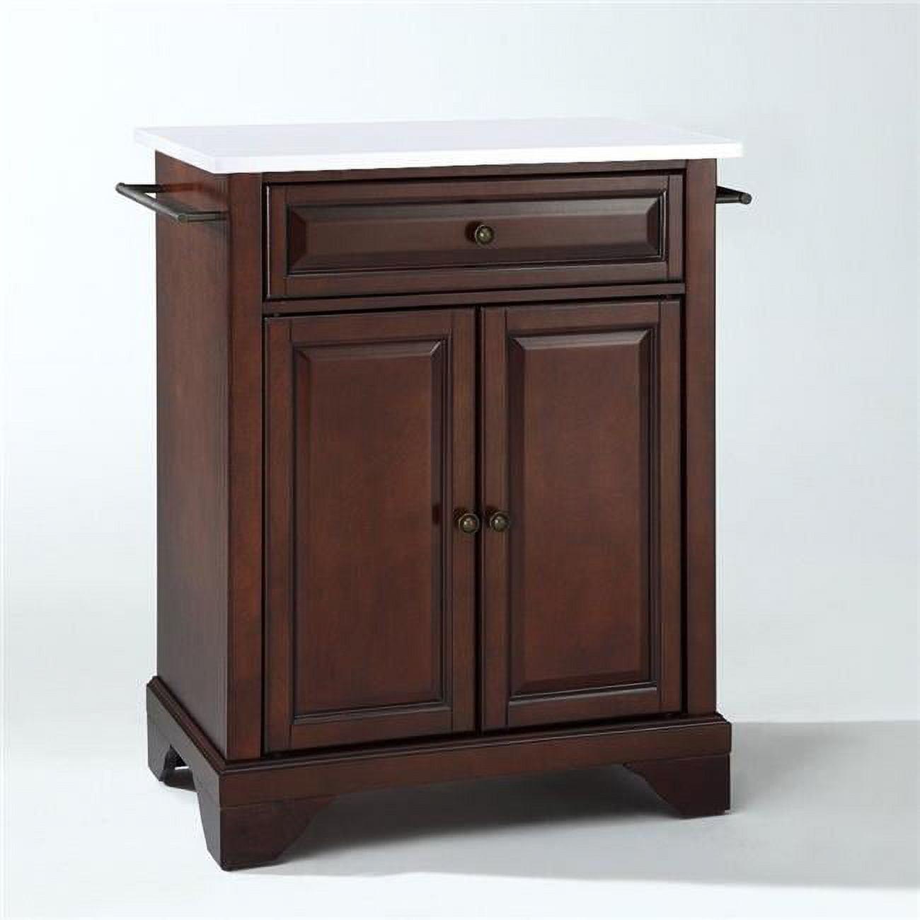 Mahogany and White Granite Top Kitchen Island Cart