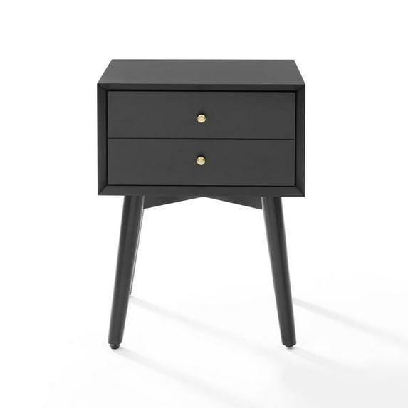 Landon Nightstand Matte Black - Crosley: Bedside Table with Storage, Wood Veneer, Metal Hardware