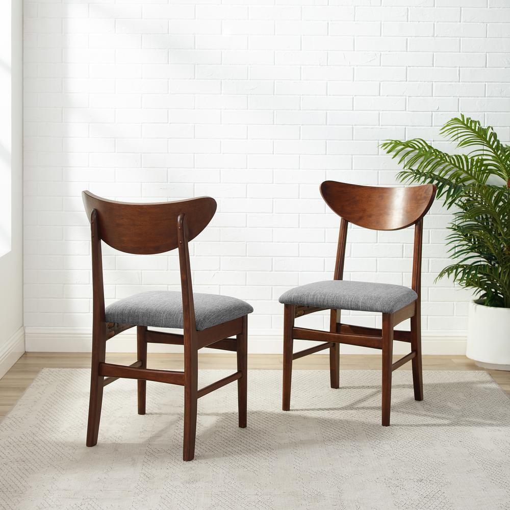 Mahogany Mid-Century Modern Upholstered Side Chair Set