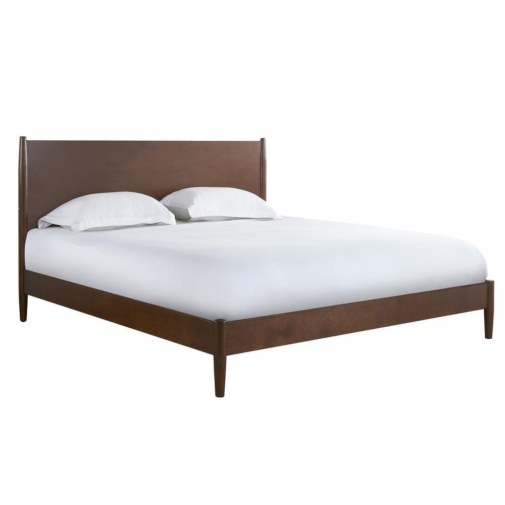 Landon King Bedset Mahogany - Crosley: Modern Mid-Century Design, Pine & MDF Frame, 600 lbs Capacity