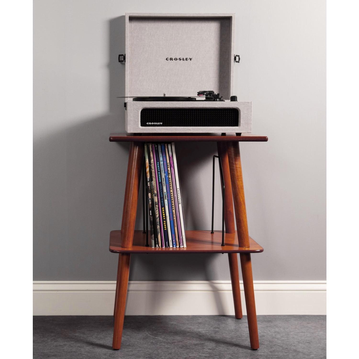 Paprika Hardwood Mid-Century Turntable Stand with Storage