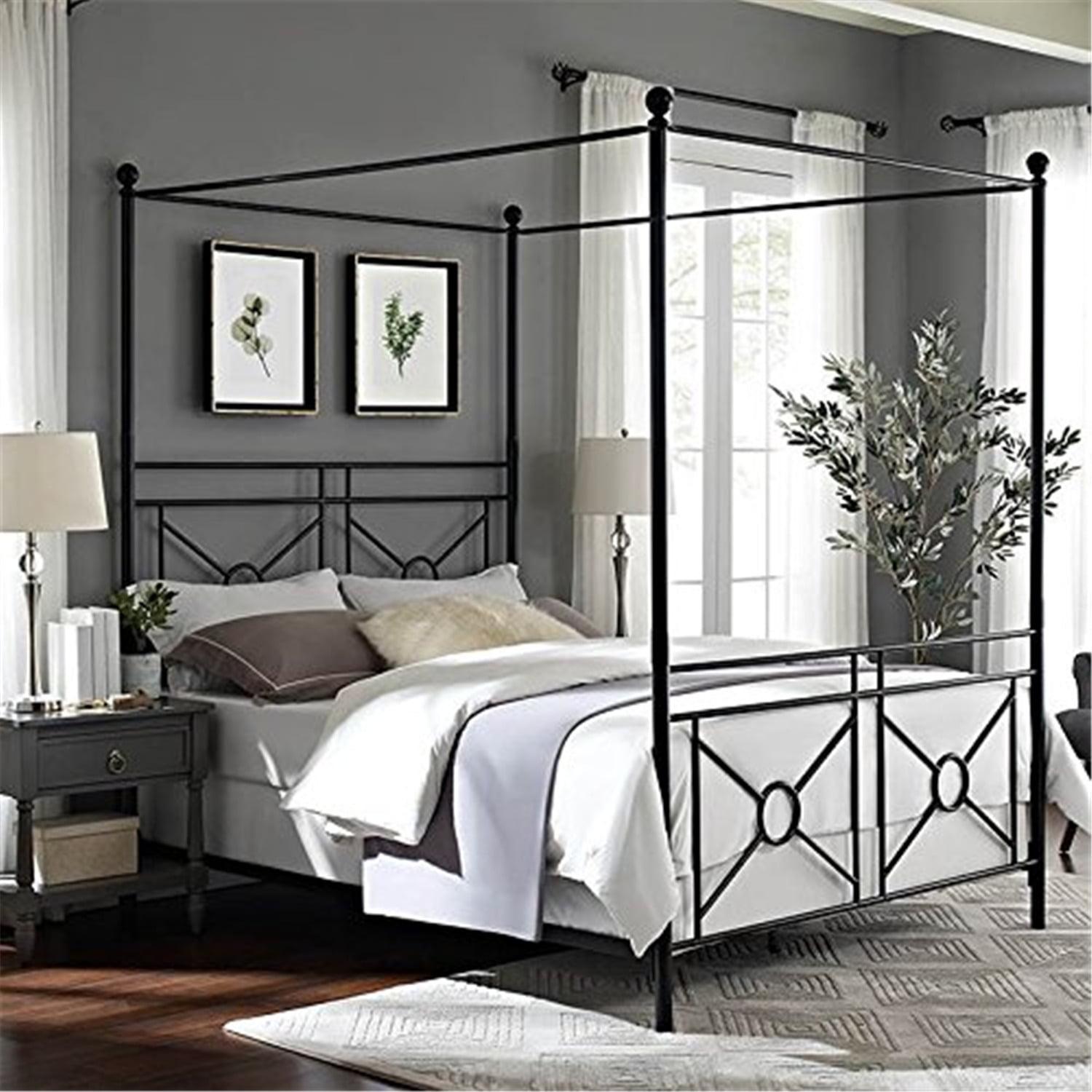 Montgomery Black Metal Queen Poster Bed with Headboard