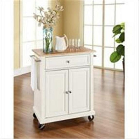 Compact Wood Top Kitchen Cart White - Crosley: Mobile Storage, Adjustable Shelf, Towel Bars