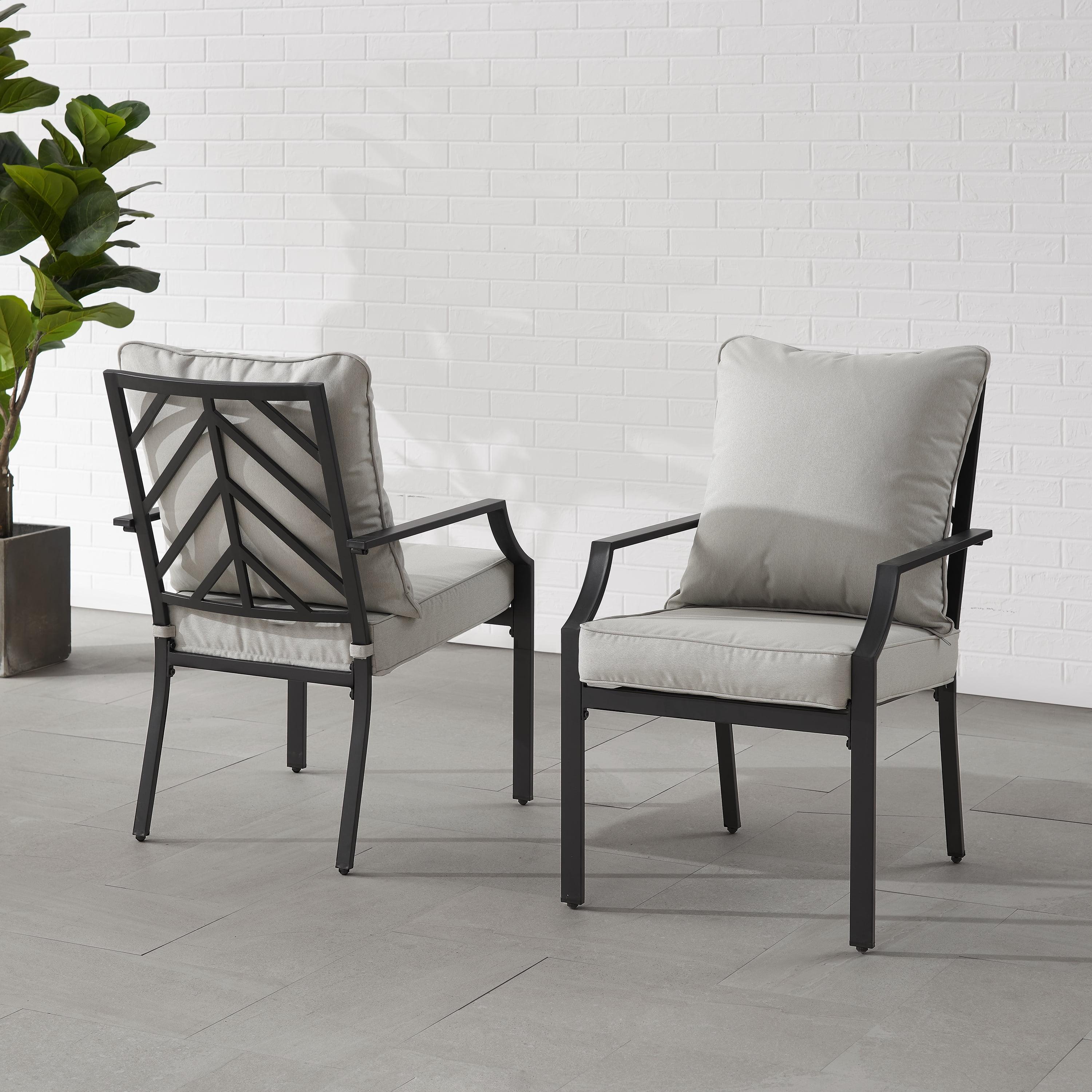Otto 22.75" Gray and Matte Black Steel Outdoor Dining Chair with Cushions
