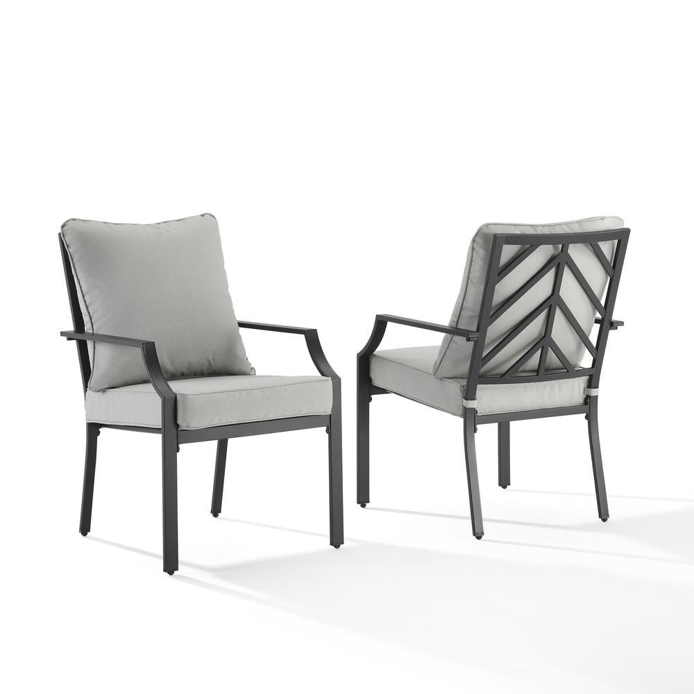 Crosley Furniture Otto 19" Metal Outdoor Dining Chair in Gray/Black (Set of 2)