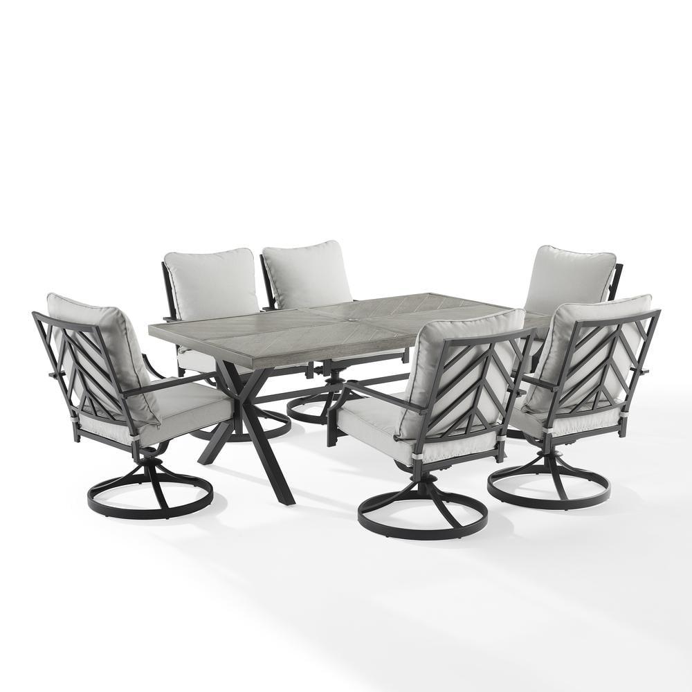 Otto 7-Piece Gray and Black Metal Outdoor Dining Set