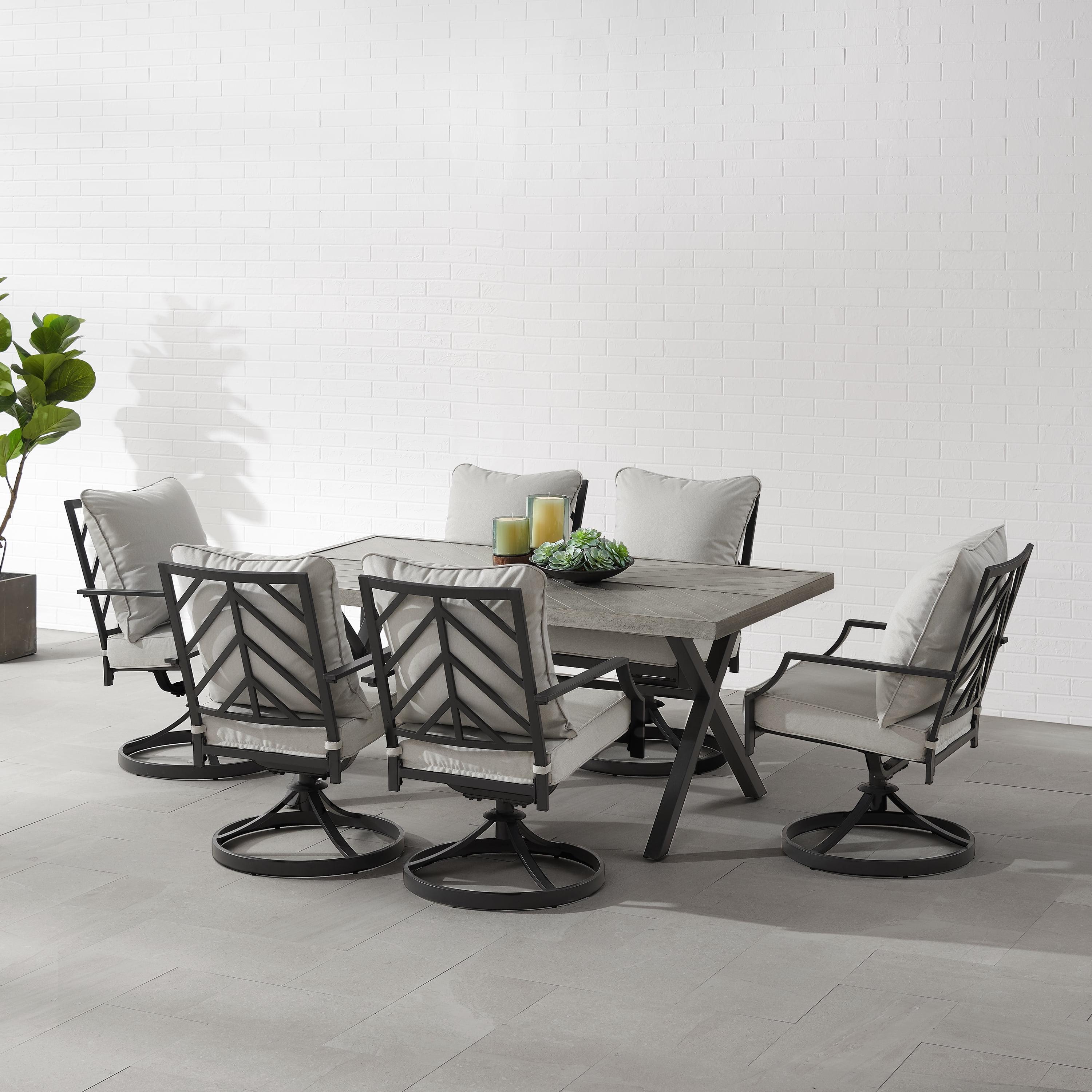 Otto 7-Piece Gray and Black Metal Outdoor Dining Set