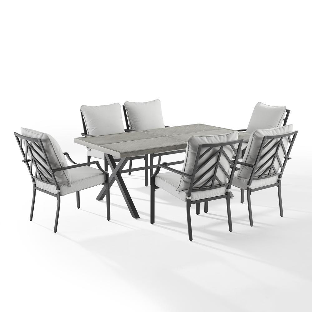 Crosley Furniture Otto 7-Piece Modern Metal Outdoor Dining Set in Gray/Black