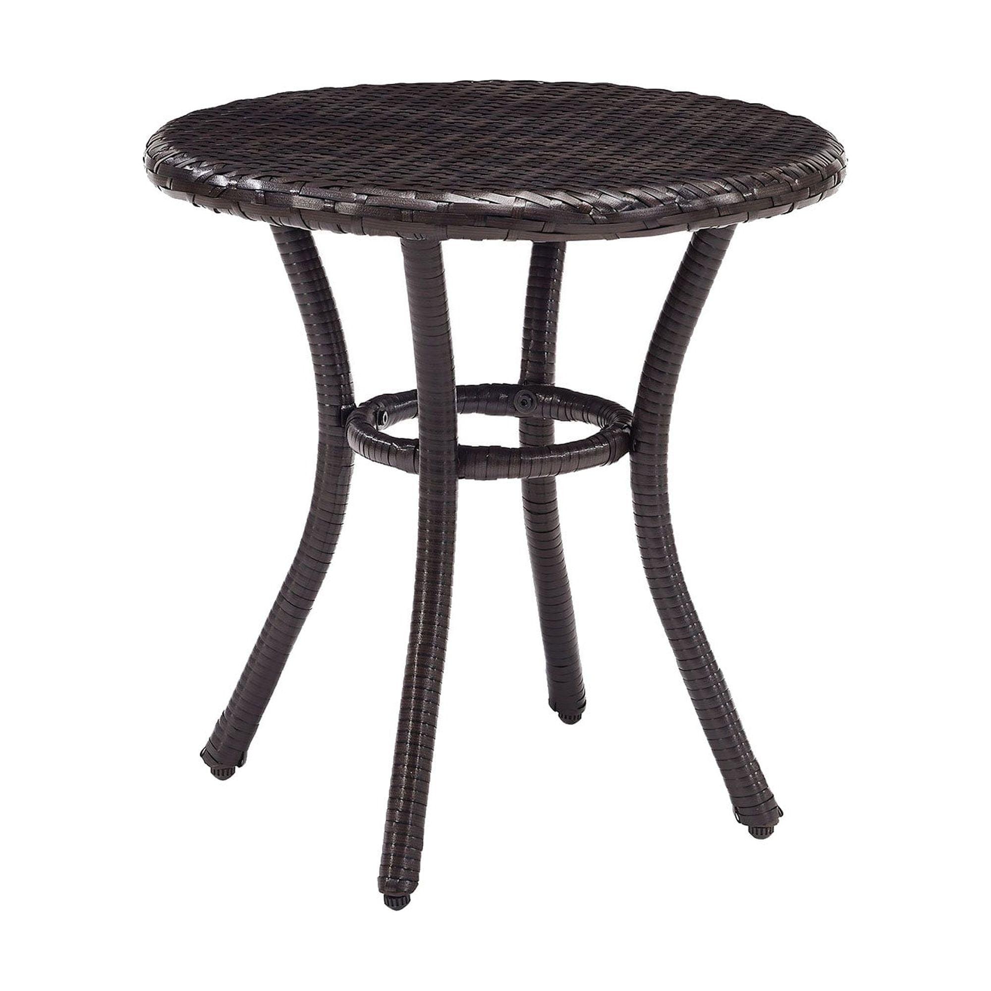 Palm Harbor Handwoven Brown Wicker Outdoor Round Side Table