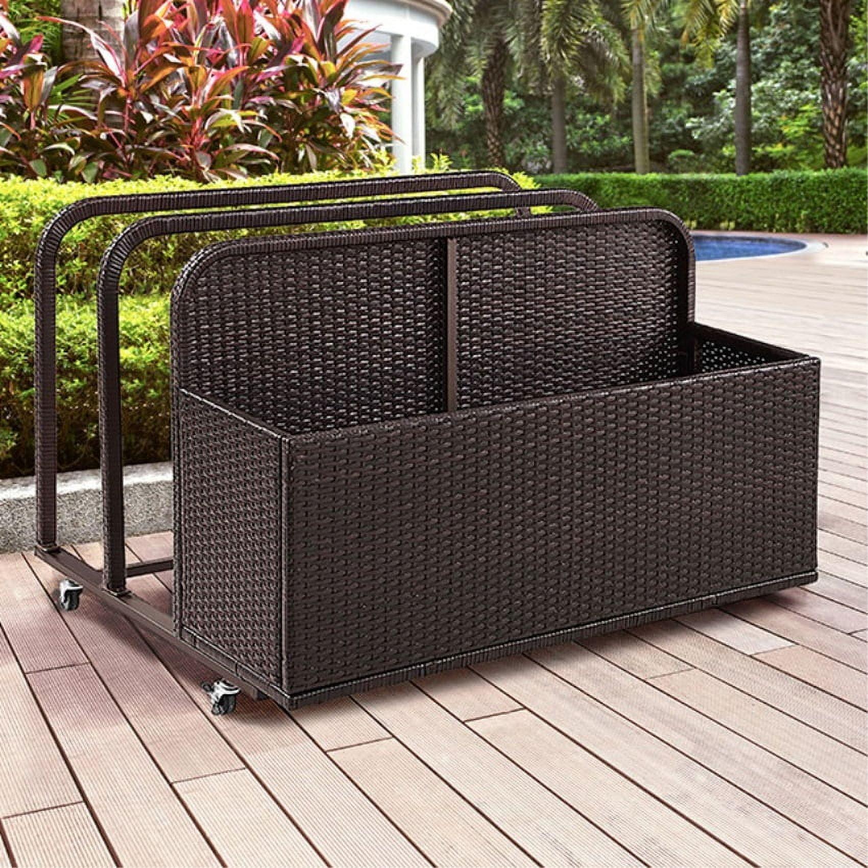 Crosley Furniture Palm Harbor Wicker Outdoor Storage Pool Caddy for Toys, Floats, Patio Furniture Cushions