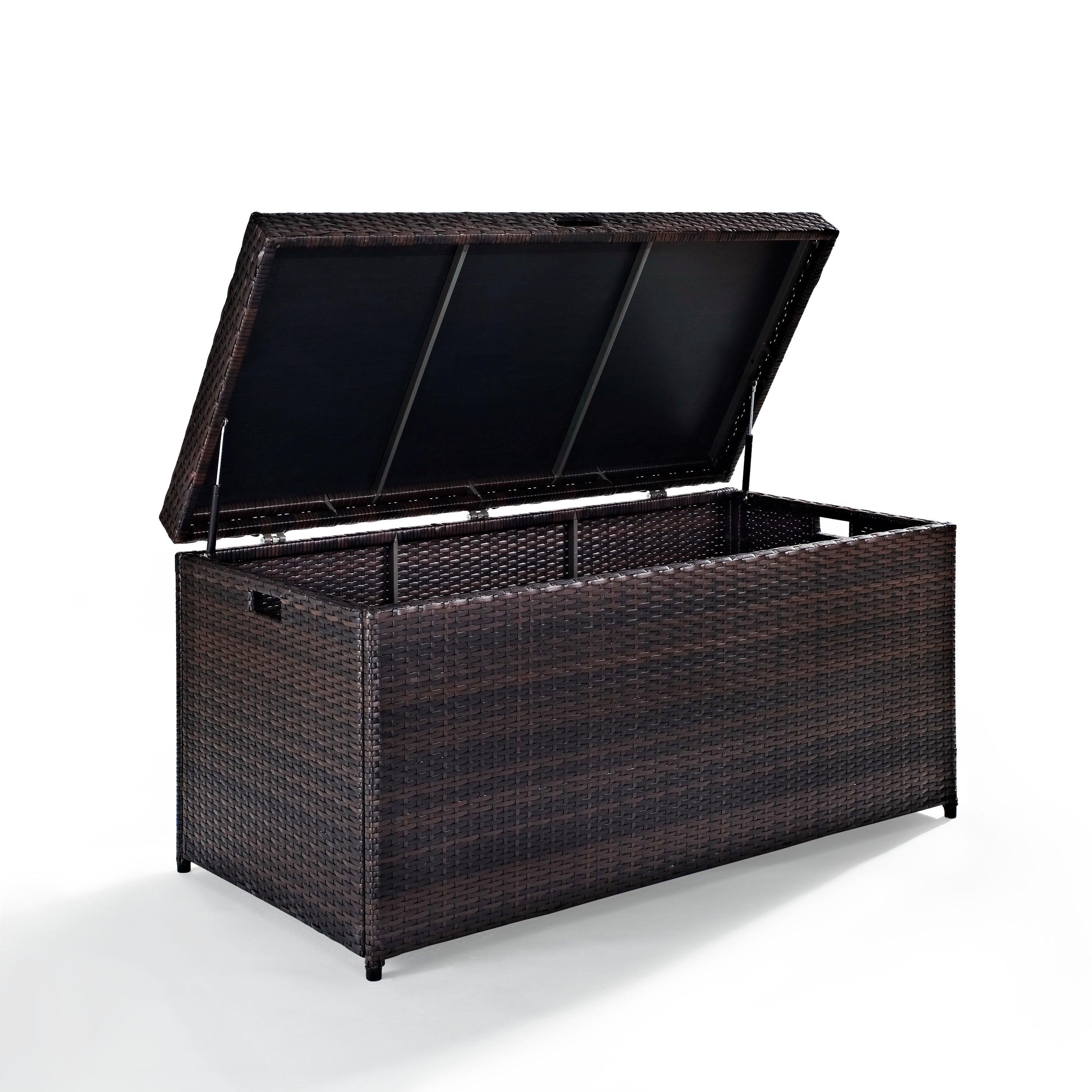 104.5gal Palm Harbor Steel Outdoor Deck Box Brown - Crosley: UV-Resistant Patio Storage with Hinged Top