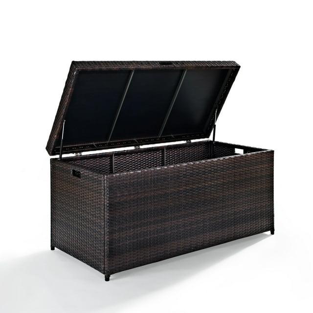 104.5gal Palm Harbor Steel Outdoor Deck Box Brown - Crosley: UV-Resistant Patio Storage with Hinged Top