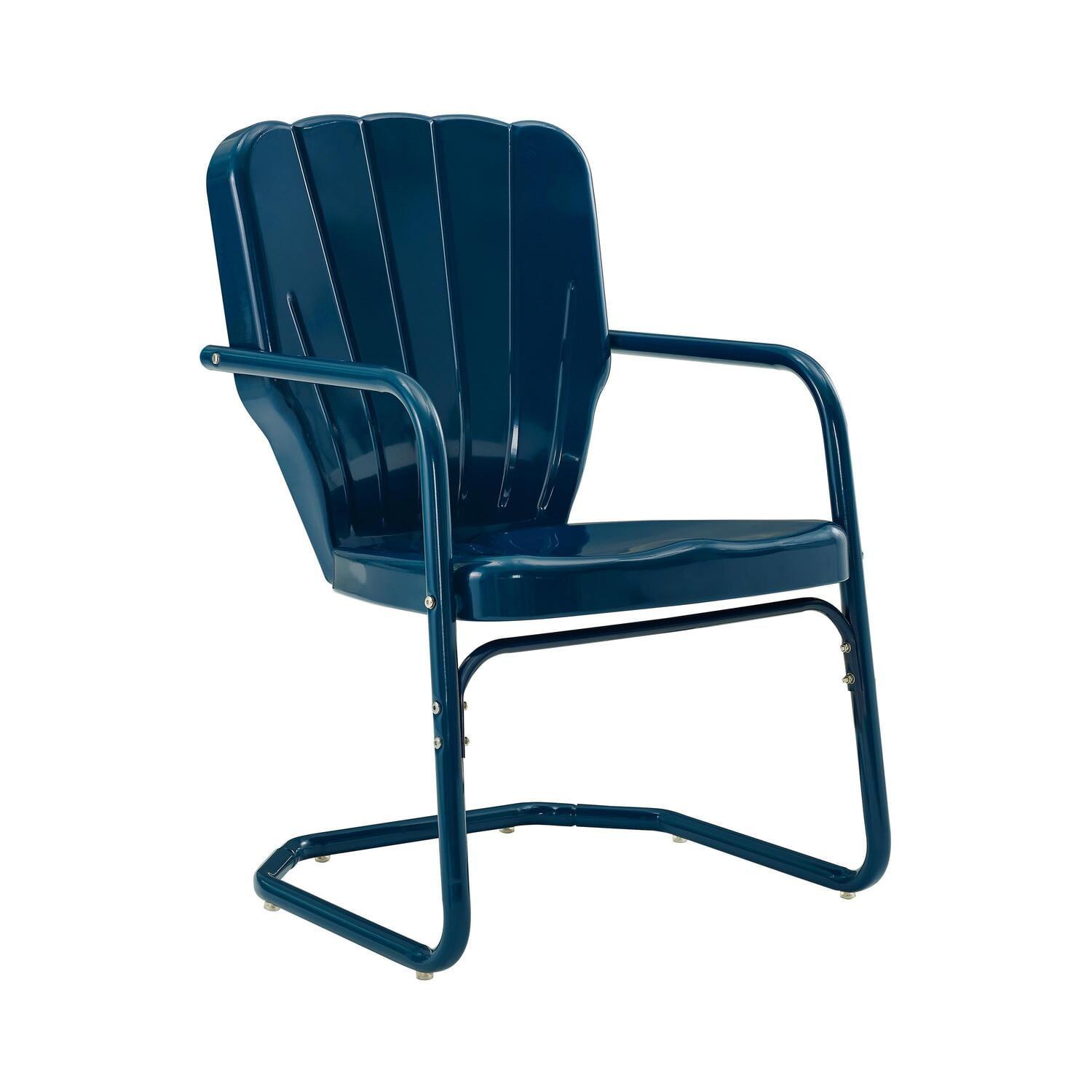 Ridgeland Retro Navy Gloss Metal Outdoor Chair - Set of 2