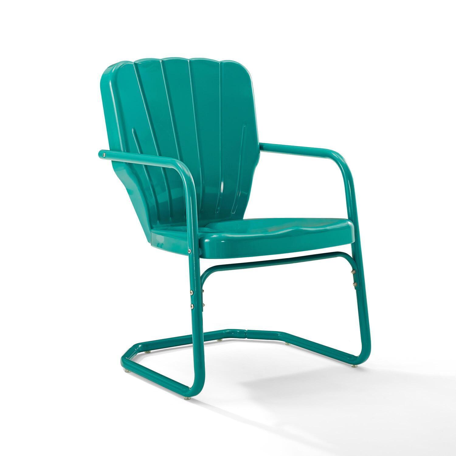 Turquoise Steel Retro Outdoor Dining Chair Set of 2