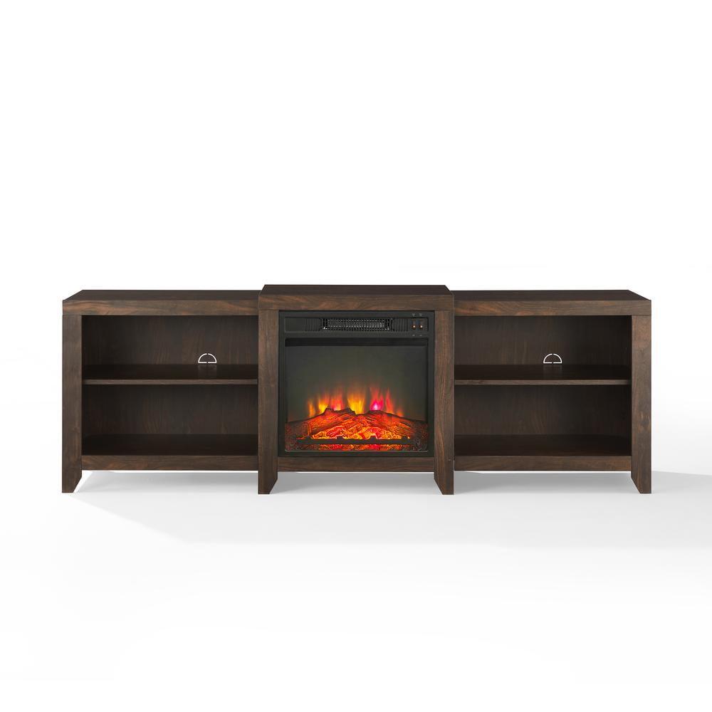 69" Ronin Low Profile TV Stand for TVs up to 75" with Fireplace Dark Walnut - Crosley: Electric, Media Console, MDF