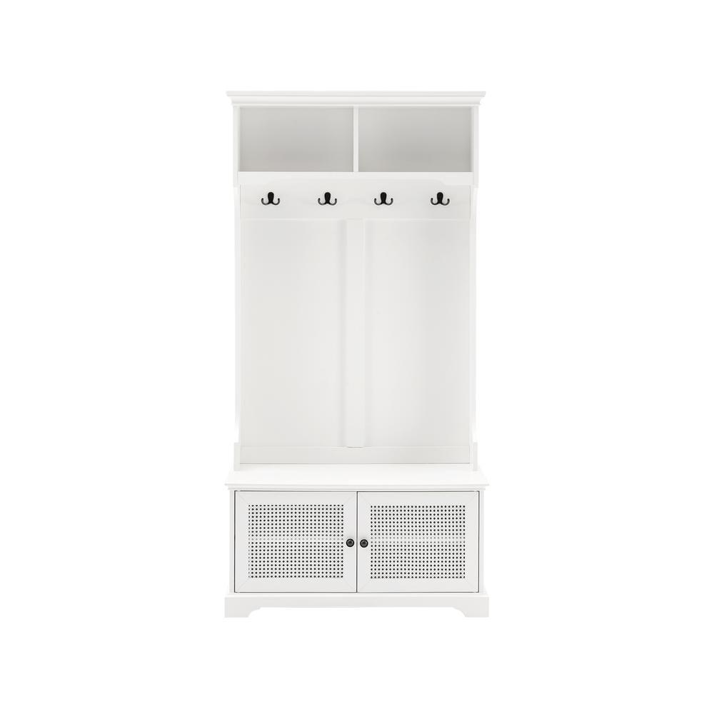 Sarah Hall Tree White - Crosley: Entryway Organizer with Shelving, Coat Hooks, Shoe Cabinet