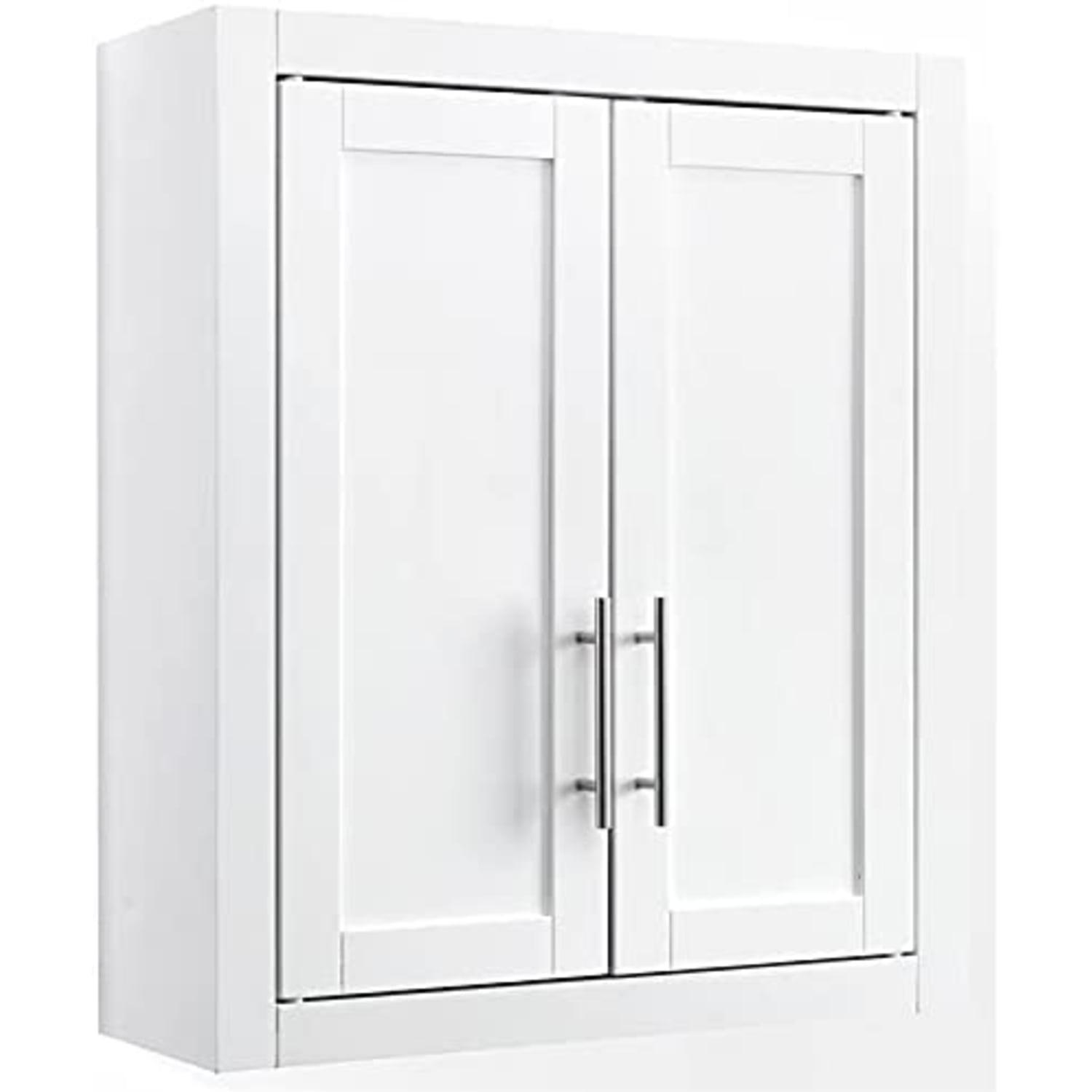 Savannah 31" White MDF Wall-Mounted Bathroom Cabinet with Chrome Hardware