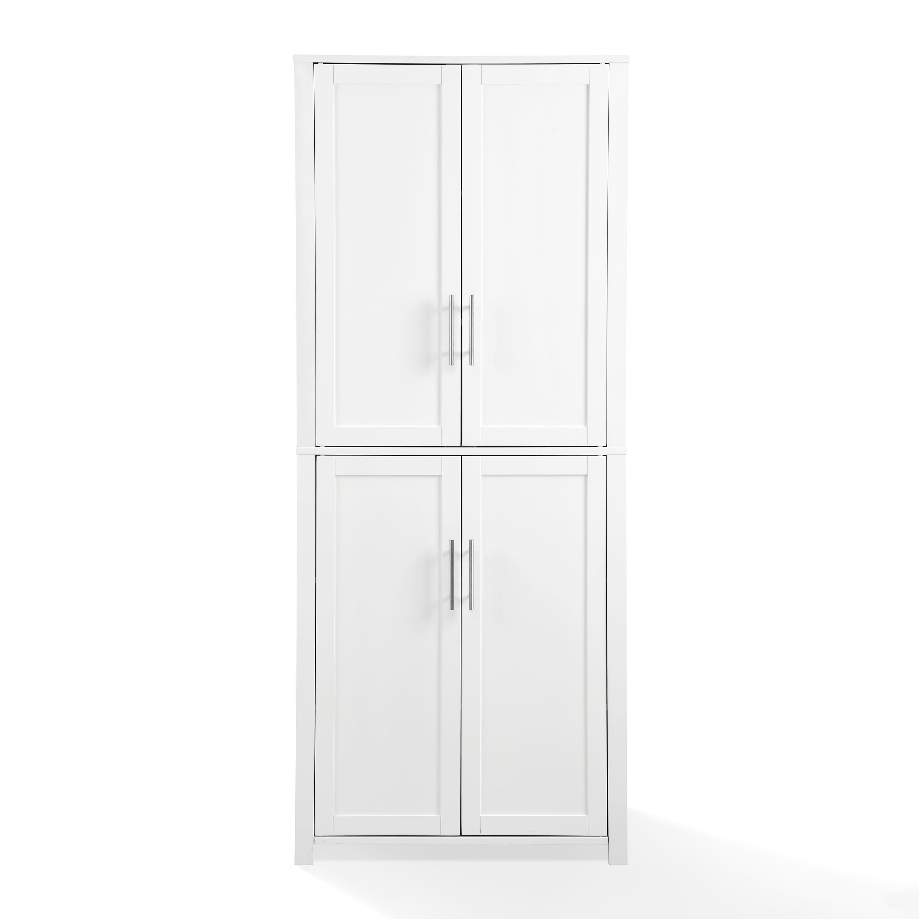 Savannah Tall Pantry White - Crosley: Shaker-Style Doors, 6 Adjustable Shelves, MDF Wood
