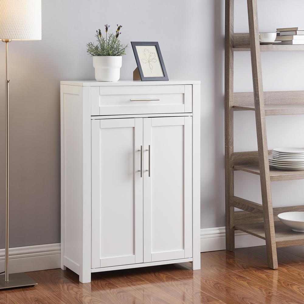 White Shaker-Style Living Room Cabinet with Adjustable Shelving