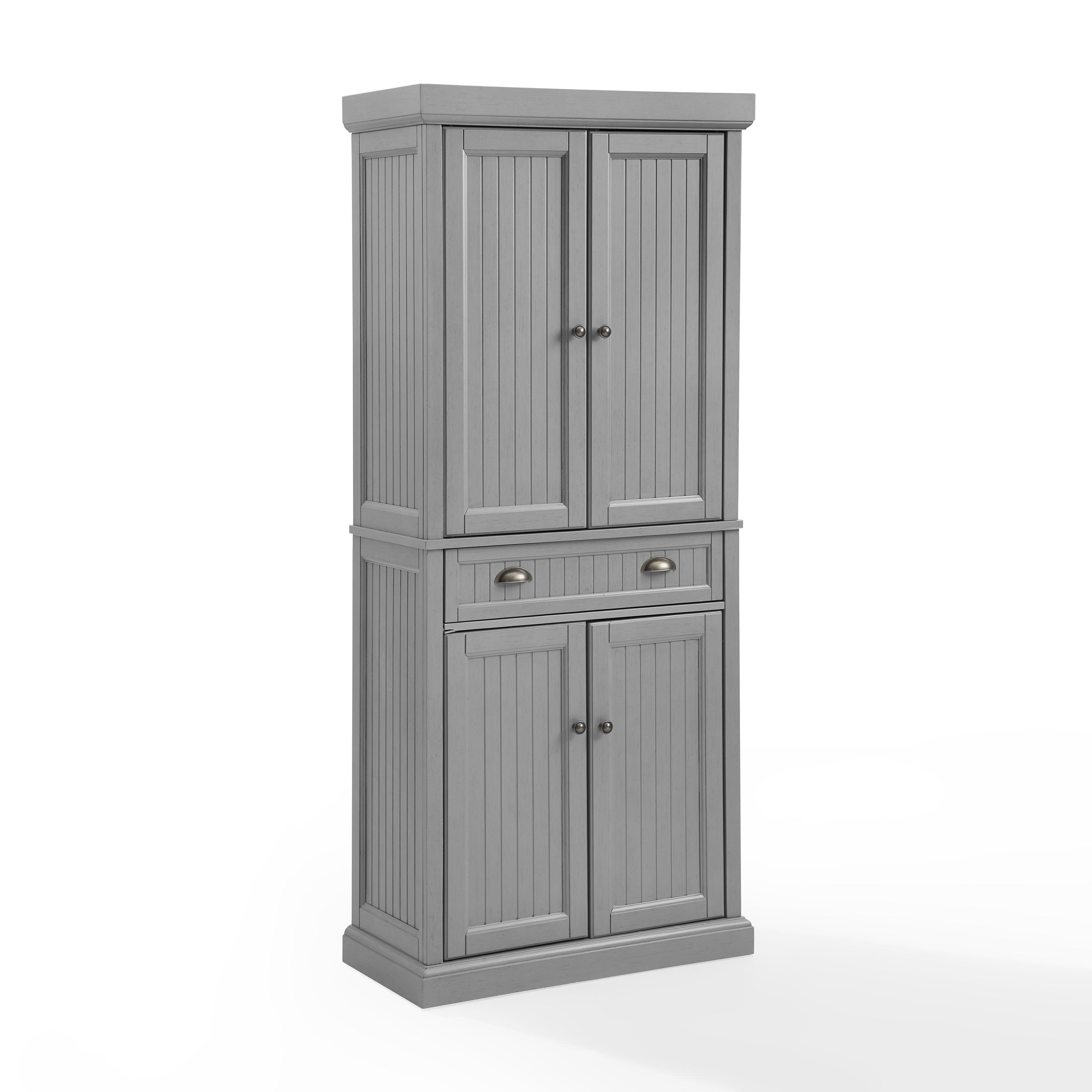 Seaside Distressed Gray 72'' Coastal Kitchen Pantry