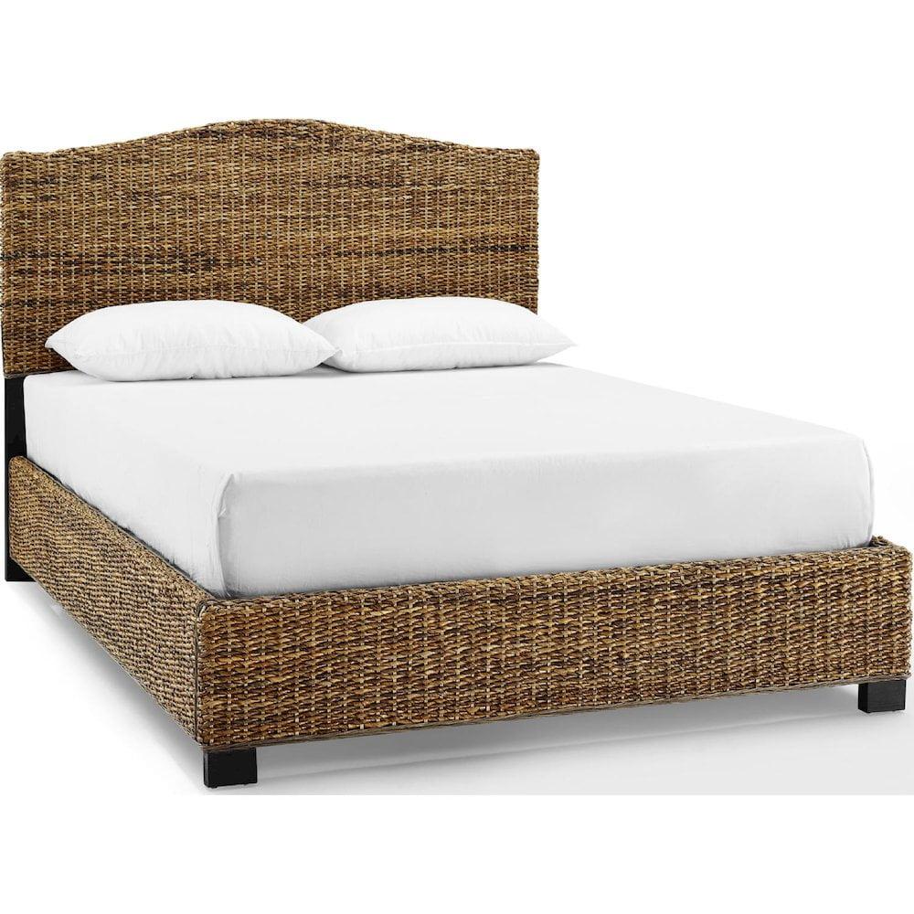 Serena Coastal King Bed with Rattan Upholstered Headboard