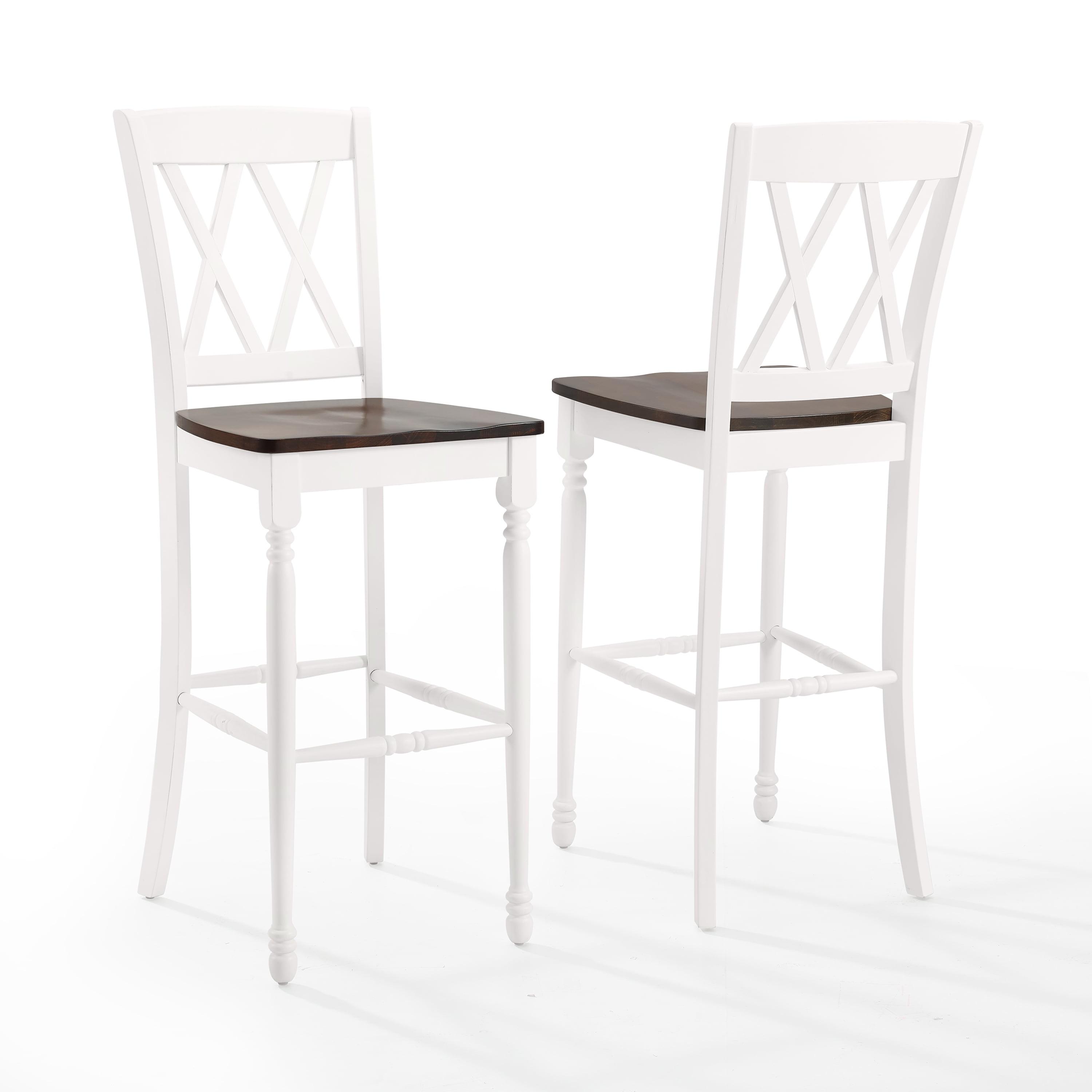 Shelby 47.5" White Wood Double X Bar Stool Set