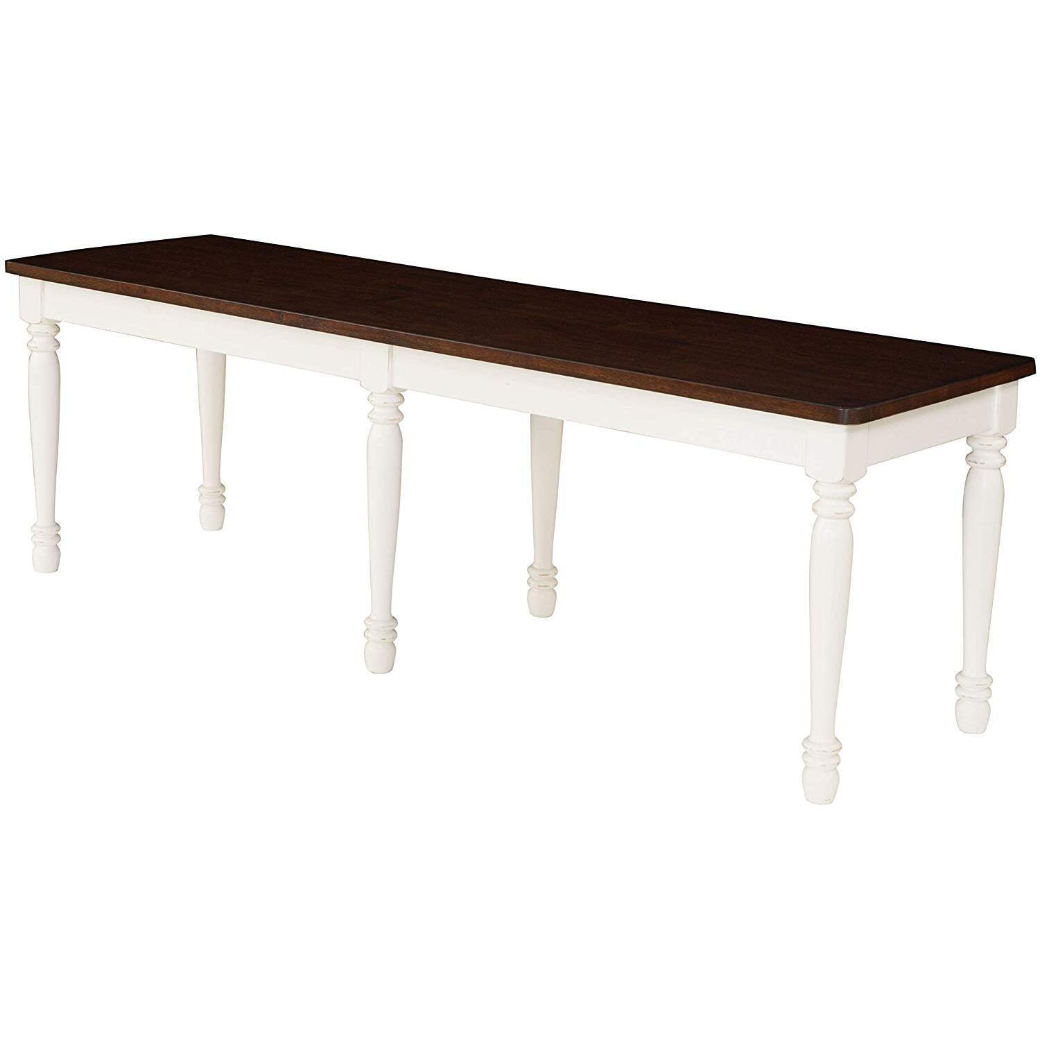 Shelby Dining Bench White - Crosley: Solid Hardwood, Turned Legs, Antique Finish, Seats 2