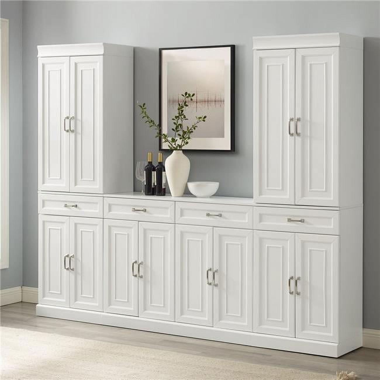 3pc Stanton Sideboard and Pantry Set White - Crosley: Home Office Storage, Traditional Farmhouse Design