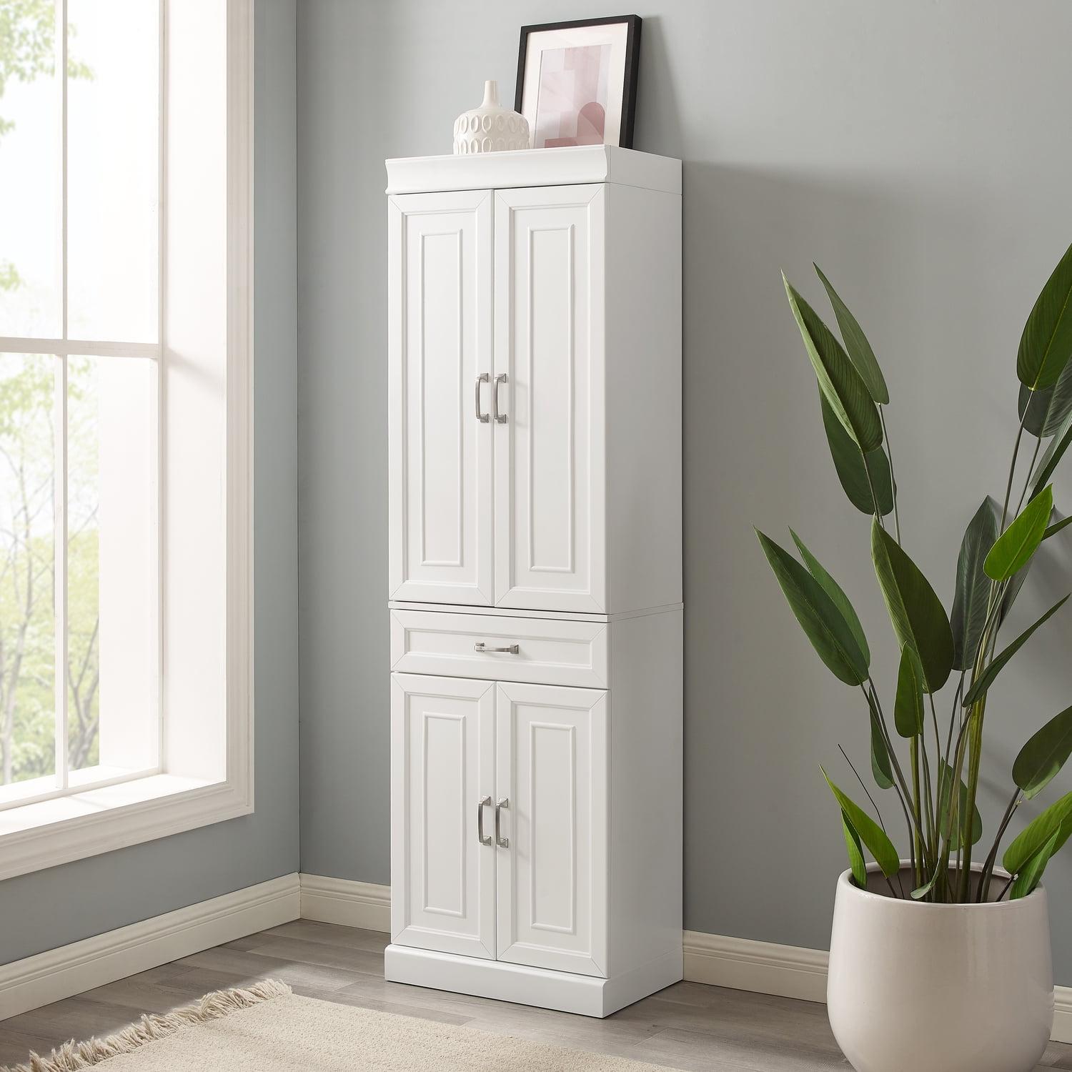 White Recessed Panel Kitchen Storage Pantry Cabinet