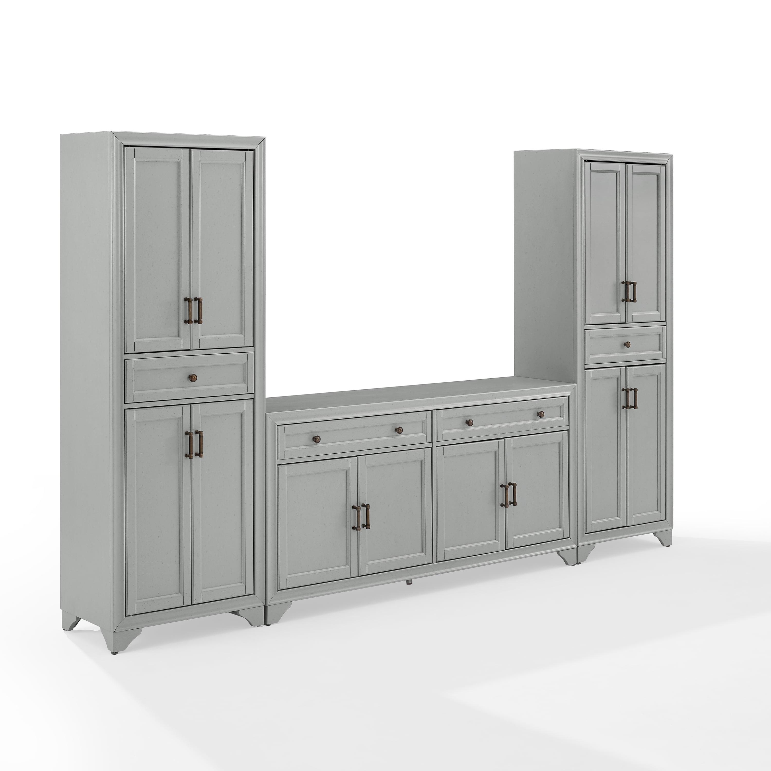 Distressed Gray Modern Farmhouse Entertainment Center with Cabinet