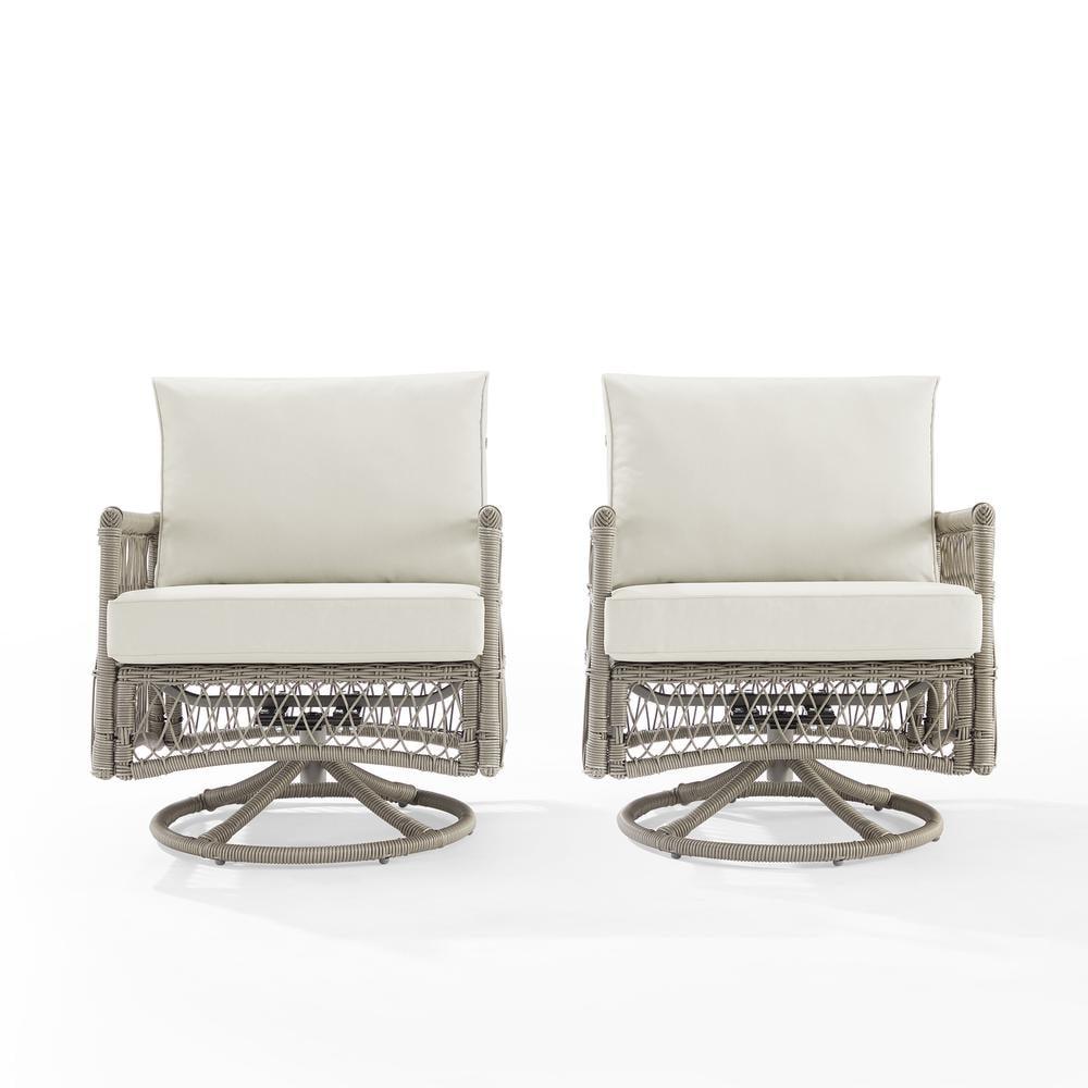 2pk Thatcher Outdoor Steel Swivel Rocking Chairs: Resin Wicker, Weather-Resistant - Crosley