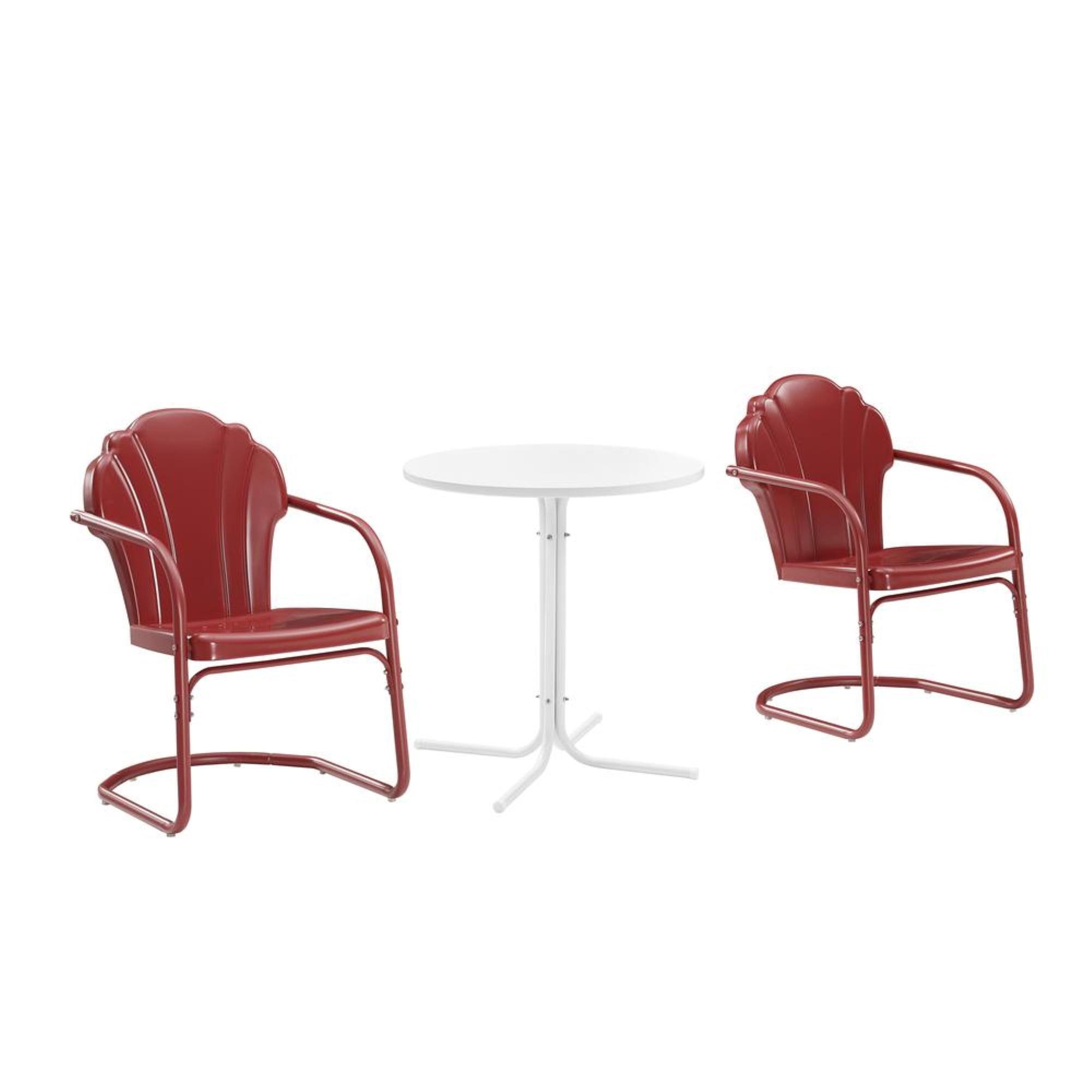 Crosley 3pc Tulip Retro Metal Bistro Set Red