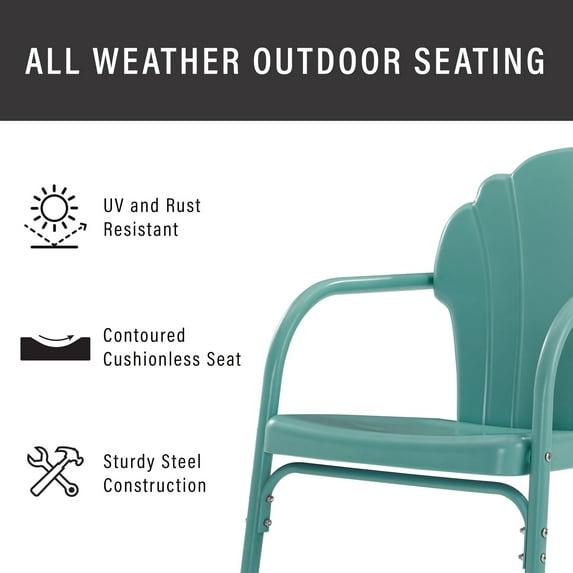 2pc Tulip Retro Metal Chair - Blue - Crosley: Steel Construction, Weather-Resistant, Vintage Design